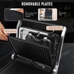 Costway Electric Panini Press Grill 1200W Sandwich Maker With Independent Temperature Control & Removable Drip Tray -Outdoor Garden Store GUEST 00f8735c 8b3c 4677 b1dd 6389379e9081