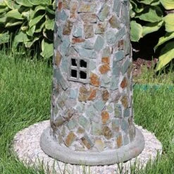 Sunnydaze Decor Sunnydaze Outdoor Backyard Garden Nautical Lighthouse Solar LED Pathlight Statue Figurine - 36" - Cobblestone -Outdoor Garden Store GUEST 018ab613 ecb8 4abe a251 02cf00408e52