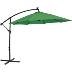 Sunnydaze Decor Sunnydaze Outdoor Steel Cantilever Offset Patio Umbrella With Solar LED Lights, Air Vent, Crank, And Base - 9' -Outdoor Garden Store GUEST 0198fb0f 1642 467b 9d0f 174e99a2ca27