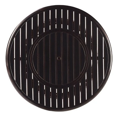 Oakland Living 5pc Deep Seating Aluminum Outdoor Patio Fire Pit Dining Set With Stripe Pattern Fire Table Copper/Gray 4 Oakland Living 5pc Deep Seating Aluminum Outdoor Patio Fire Pit Dining Set With Stripe Pattern Fire Table Copper/Gray - Image 4