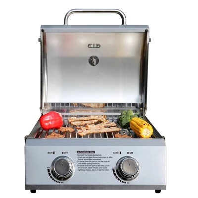 2-Burner Portable Tabletop Stainless Steel Propane Gas Grill Model 13742 - Monument Grills 2 2-Burner Portable Tabletop Stainless Steel Propane Gas Grill Model 13742 - Monument Grills - Image 2