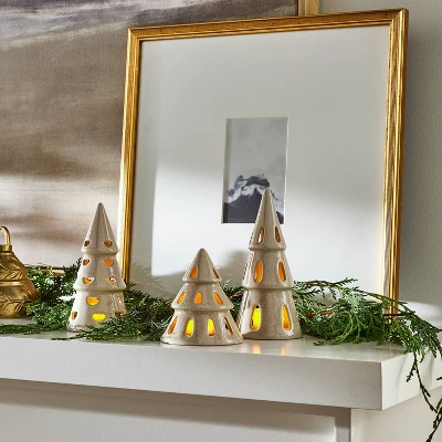 3pc Ceramic Tree LED Tea Light Holder Set - Threshold™ Designed With Studio McGee 1 3pc Ceramic Tree LED Tea Light Holder Set - Threshold™ Designed With Studio McGee
