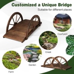 Costway 3.3FT Garden Bridge Classic Arc Wooden Bridge Decorative Garden Landscape -Outdoor Garden Store GUEST 03dc845e 5a7e 47cb 8451 7892ab3c5e09