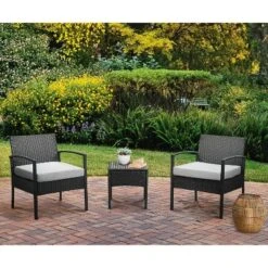 EDYO LIVING 3pc Wicker Outdoor Patio Conversation Furniture Set