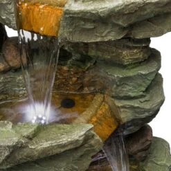 Cascading Stone Tower Fountain With Cool White LED Lights - Alpine Corporation -Outdoor Garden Store GUEST 049d3350 fa53 472b b6ae 0cddfe7bfbd1
