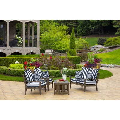 Arden Selections 16" X 16" Outdoor Decorative Throw Pillow Sapphire Ashland Jacobean 3 Arden Selections 16" X 16" Outdoor Decorative Throw Pillow Sapphire Ashland Jacobean - Image 3