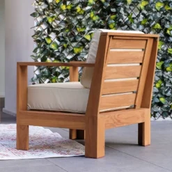 Logan Outdoor Teak Wood Lounge Chair With Sunbrella Vellum Cushion - Cambridge Casual -Outdoor Garden Store GUEST 05437164 48c9 4dc0 bdb8 245e46485812