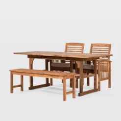 Ravenscroft 4pc Extendable Acacia Wood Outdoor Dining Set - Saracina Home -Outdoor Garden Store GUEST 05ab73f4 1340 427a b6c1 e995012a08c6