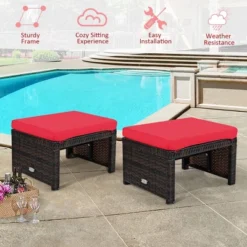 Costway 2PCS Patio Rattan Ottoman Cushioned Seat Foot Rest Furniture TurquoiseRedWhite 17 Costway 2PCS Patio Rattan Ottoman Cushioned Seat Foot Rest Furniture TurquoiseRedWhite -Outdoor Garden Store GUEST 072a3749 7876 407c bdb8 4d0af0e0076e