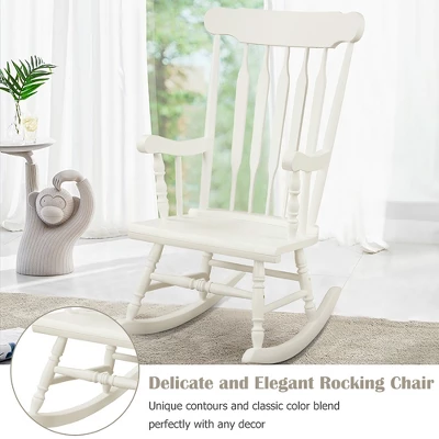 Costway Solid Wood Rocking Chair Porch Rocker Indoor Outdoor Seat Glossy Finish WhiteCoffee 5 Costway Solid Wood Rocking Chair Porch Rocker Indoor Outdoor Seat Glossy Finish WhiteCoffee - Image 5