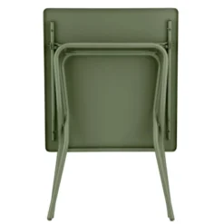 Lafuma Balcony II Colorblock Steel Compact Square Folding Multipurpose Accent Table For Outdoor Backyard Patios And Decks, Moss