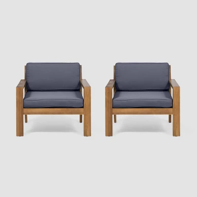 Santa Ana 2pk Acacia Wood Club Chairs Teak/Dark Gray - Christopher Knight Home 1 Santa Ana 2pk Acacia Wood Club Chairs Teak/Dark Gray - Christopher Knight Home
