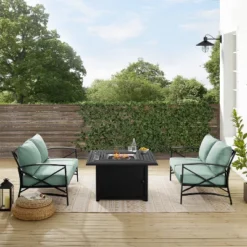 Kaplan 3pc Outdoor Conversation Set With Fire Table & 2 Loveseats - Mist - Crosley 17 Kaplan 3pc Outdoor Conversation Set With Fire Table & 2 Loveseats - Mist - Crosley -Outdoor Garden Store GUEST 093fecd7 36ac 4a4b 8c46 daaa590e4113