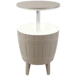 Sunnydaze Decor Sunnydaze Faux Wood Design Patio Bar Cooler Table With Height-Adjustable Tabletop - Driftwood -Outdoor Garden Store GUEST 095d156b f4cb 42ca bb3e 95d60c188076