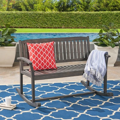 Regatta Acacia Patio Rocking Loveseat - Dark Gray - Christopher Knight Home 1 Regatta Acacia Patio Rocking Loveseat - Dark Gray - Christopher Knight Home