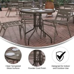 Flash Furniture Bellamy 31.5'' Round Tempered Glass Metal Table -Outdoor Garden Store GUEST 09c80244 42c8 494d bc28 7c1846ee74bf