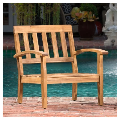 Peyton 4pk Acacia Wood Patio Club Chairs W/ Cushions - Beige - Christopher Knight Home 2 Peyton 4pk Acacia Wood Patio Club Chairs W/ Cushions - Beige - Christopher Knight Home - Image 2
