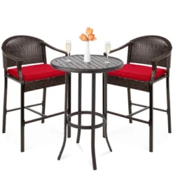 Best Choice Products 3-Piece Outdoor Wicker Bistro Bar Height Set For Patio, Garden W/ Barstools, Steel Frame -Outdoor Garden Store GUEST 0b05c66e c75d 419a a7d4 71598b3619a2