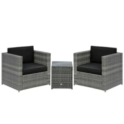 Outsunny 3-Piece Patio Wicker Bistro Set, Outdoor All-hand Weave PE Rattan Conservatory Garden Porch Furniture W/ Cushions & Coffee Table 11 Outsunny 3-Piece Patio Wicker Bistro Set, Outdoor All-hand Weave PE Rattan Conservatory Garden Porch Furniture W/ Cushions & Coffee Table -Outdoor Garden Store GUEST 0b87a215 992d 453e 97c6 dd6483d9aeeb