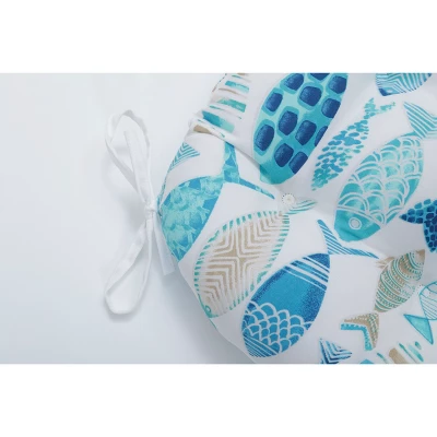 15.5"x16" Hooked Nautical 2pc Outdoor Seat Cushion Set - Pillow Perfect 2 15.5"x16" Hooked Nautical 2pc Outdoor Seat Cushion Set - Pillow Perfect - Image 2