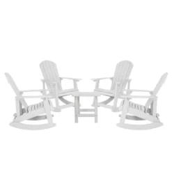 Flash Furniture Set Of 4 Savannah All-Weather Poly Resin Wood Adirondack Rocking Chairs With Side Table -Outdoor Garden Store GUEST 0c7d2453 ce83 4d49 9112 c03f37eee043