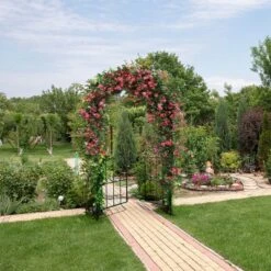 Costway Garden Arch Arbor Trellis With Gate 7.5 Ft Patio Archway Pergola For Wedding -Outdoor Garden Store GUEST 0c890e14 7a7e 481b 831b caf9f5e8ef0a