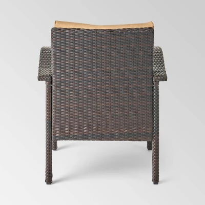 Kahala 5pc Wicker Chat Set With Fire Table - Christopher Knight Home 3 Kahala 5pc Wicker Chat Set With Fire Table - Christopher Knight Home - Image 3