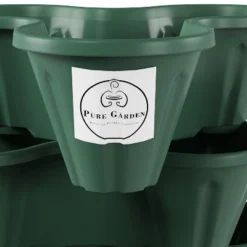 Set Of 3 Stacking Planter Tower - 3-Tier Space Saving Flower Pots - Indoor/Outdoor Vertical Herb And Vegetable Planter By Pure Garden (Hunter Green) -Outdoor Garden Store GUEST 0d371a5a ba3a 463c 9bfe ad56b355fd3e