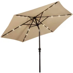 Costway 9ft Market Patio Umbrella W/Solar Lights & 40 LBS Steel Umbrella Stand -Outdoor Garden Store GUEST 0d604341 52cf 432f a9a7 be3ad406f862