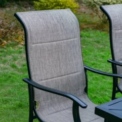 7pc Outdoor Dining Set With With Padded Sling Chairs & Metal Rectangle Table With Umbrella Hole - Captiva Designs -Outdoor Garden Store GUEST 0d6e946b a6dc 437e 852e 6720a11625af