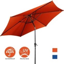 Costway 9FT Patio Umbrella Patio Market Steel Tilt W/ Crank Outdoor Yard Garden Orange -Outdoor Garden Store GUEST 0da1a856 69e5 4232 a04b 1a7cb9fc9ced