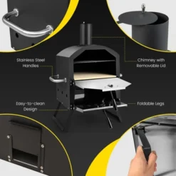 Costway 2-Layer Pizza Oven Wood Fired Pizza Grill Outside Pizza Maker With Waterproof Cover -Outdoor Garden Store GUEST 0ee2c3d6 e09a 47f1 94a4 77a5cceb54a1