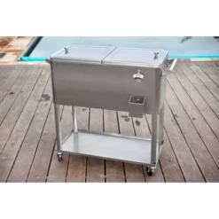 Permasteel 80qt Stainless Steel Outdoor Cooler Cart Silver -Outdoor Garden Store GUEST 10a538e9 7f39 45d2 8944 6249cca86c61