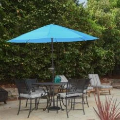 Nature Spring 9' Patio Umbrella Outdoor Shade With Easy-Crank - Blue
