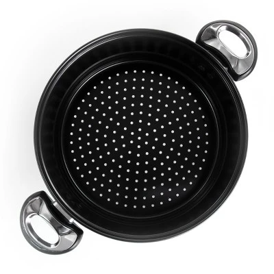 Gibson Home Leighton 3 Piece 8.5 Quart Steel Nonstick Pasta Pot With Steamer In Black 8 Gibson Home Leighton 3 Piece 8.5 Quart Steel Nonstick Pasta Pot With Steamer In Black - Image 8