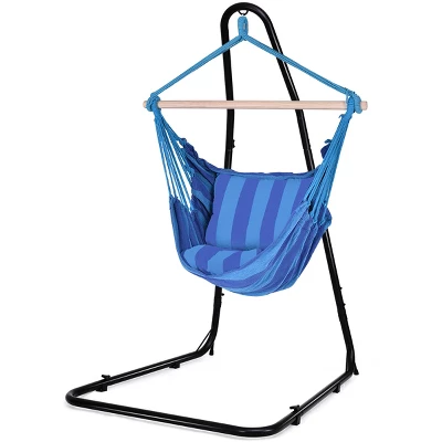 Costway Hammock Rope Chair Patio Porch Yard Tree Hanging Air Swing Outdoor (Blue) 8 Costway Hammock Rope Chair Patio Porch Yard Tree Hanging Air Swing Outdoor (Blue) - Image 8