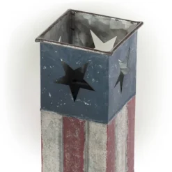 Alpine Corporation 4" Wide Patriotic Square Iron Indoor Outdoor Novelty Planter Red/White/Blue -Outdoor Garden Store GUEST 117167f9 fdd3 4430 a3fe 781c7fcf8e89