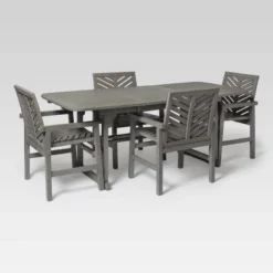 5pc Slatted Extendable Acacia Wood Patio Dining Set - Saracina Home -Outdoor Garden Store GUEST 1180b99e 29f9 4ec7 9106 c492deb0dc52