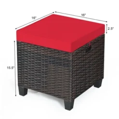 Costway 2PCS Patio Rattan Ottoman Cushioned Seat Foot Rest Coffee Table Red -Outdoor Garden Store GUEST 1187a1ec 70dc 4c8b bfa0 23beac231cba