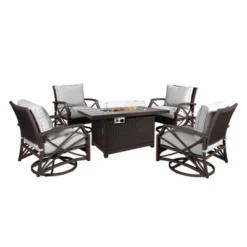 Kinger Home Novi 5-Piece Rattan Wicker Propane Fire Pit Set With An Aluminum Frame 24 Kinger Home Novi 5-Piece Rattan Wicker Propane Fire Pit Set With An Aluminum Frame -Outdoor Garden Store GUEST 11fbad0c 0a3a 4d41 aaf6 dc48ab49c043