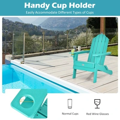 Tangkula 2PCS Folding Adirondack Chair Outdoor Adirondack Chair Weather Resistant Lounger For Backyard Porch Poolside Turquoise/Grey/White/Black 2 Tangkula 2PCS Folding Adirondack Chair Outdoor Adirondack Chair Weather Resistant Lounger For Backyard Porch Poolside Turquoise/Grey/White/Black - Image 2