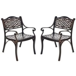 Costway 3 PCS Patio Dining Bistro Set Cast Aluminum Round Patio Table W/Chairs -Outdoor Garden Store GUEST 127d76a1 f5cb 4966 a51c 58dcff601871