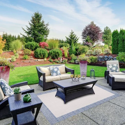 7'9" X 10'2" New York Patio Country Landry Indoor/Outdoor Rug Gray/Blue - Nicole Miller 5 7'9" X 10'2" New York Patio Country Landry Indoor/Outdoor Rug Gray/Blue - Nicole Miller - Image 5