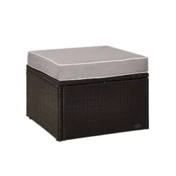 Palm Harbor Outdoor Wicker Ottoman - Gray - Crosley -Outdoor Garden Store GUEST 12d4c82a c82e 40e8 8ead 213c310fedd7