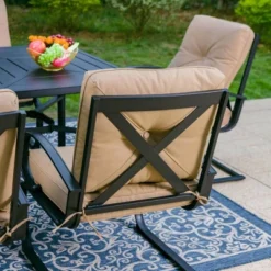 Captiva Designs 7pc Outdoor Dining Set With C-Spring Motion Chairs & Metal Table With Umbrella Hole 23 Captiva Designs 7pc Outdoor Dining Set With C-Spring Motion Chairs & Metal Table With Umbrella Hole -Outdoor Garden Store GUEST 135127d1 fb48 4c97 b113 3695c90d842b