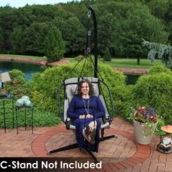 Sunnydaze Decor Sunnydaze Outdoor Olefin Hanging Hammock Chair Swing With Armrests, Side Pouch, Pillow, And Footrest - Beige -Outdoor Garden Store GUEST 139f0317 1be6 4b71 8f1e 8d766c60f741