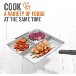 Yukon Glory BBQ 'N SERVE 3 Section BBQ Grill Basket The Grilling Basket Includes A Clip-On Handle -Outdoor Garden Store GUEST 13bbb172 eac8 4ab8 bdc0 f4820ca85035