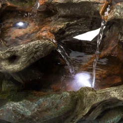 10" Resin 3-Tier Mossy Tabletop Fountain With LED Lights Gray - Alpine Corporation -Outdoor Garden Store GUEST 13c19627 64b4 4c60 a5d3 31f40b5aed60