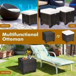 Costway 2PCS Patio Rattan Ottoman Cushioned Seat Beige -Outdoor Garden Store GUEST 13c4f3da 013e 49f7 9374 cf7e89ab0cce