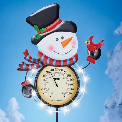 Collections Etc Solar Snowman Thermometer Outdoor Garden Stake 12 X 3 X 35.5 1 Collections Etc Solar Snowman Thermometer Outdoor Garden Stake 12 X 3 X 35.5